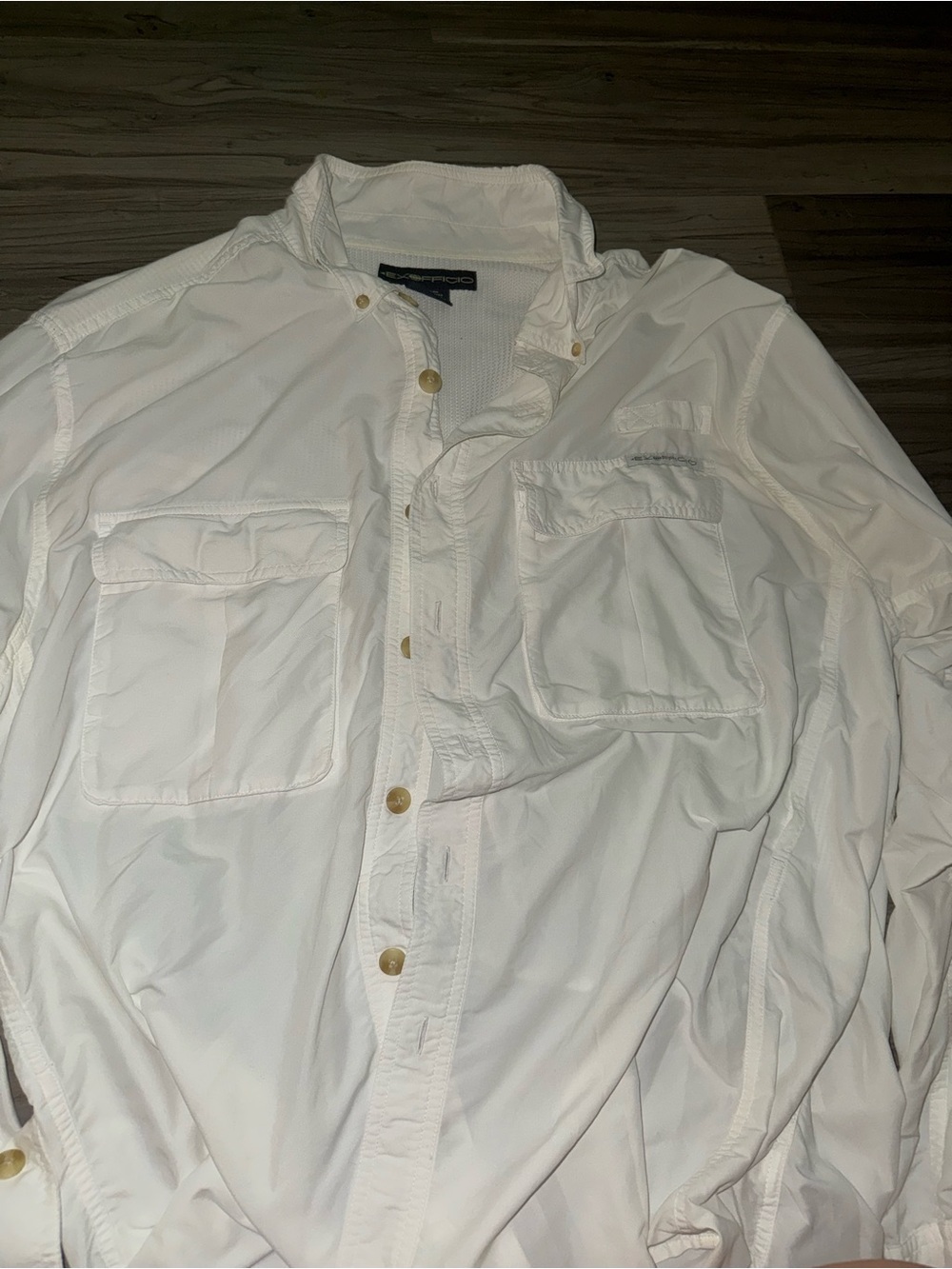 Men's Lightweight White Shirt Jacket with Chest Pockets